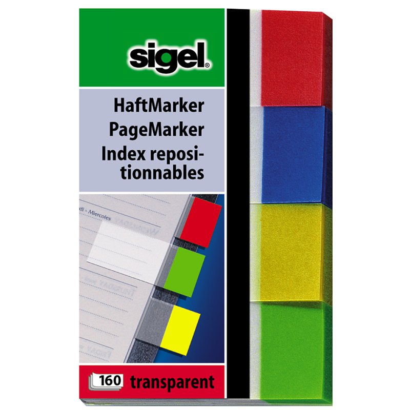 Sigel bandes de marquage transparentes, 50×20 mm, couleurs assorties, 160 pcs