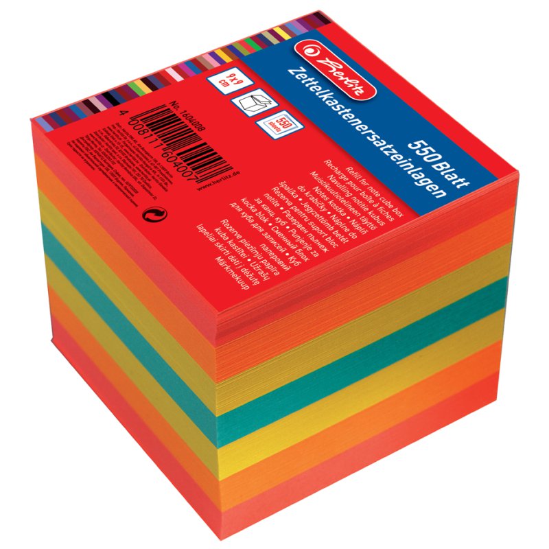 herlitz gekleurde kartonnen vakken, 90×90 mm, 80 g/m², 550 vel