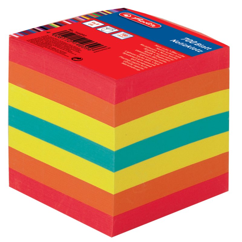 herlitz gekleurde notitieblokken, 90×90 mm, 700 vel, 80 g/m²