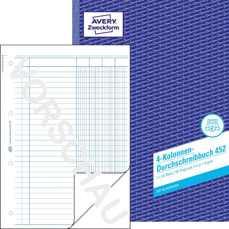 AVERY Zweckform doorschrijfboek twee kolommen, A4, 2×50 vel