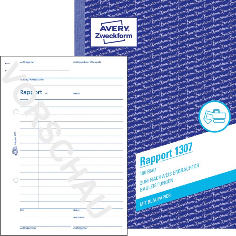 AVERY Zweckform formulierboek Bouw-Dagrapport, wit/geel/roze, zelfkopiërend, A4, 5 stuks