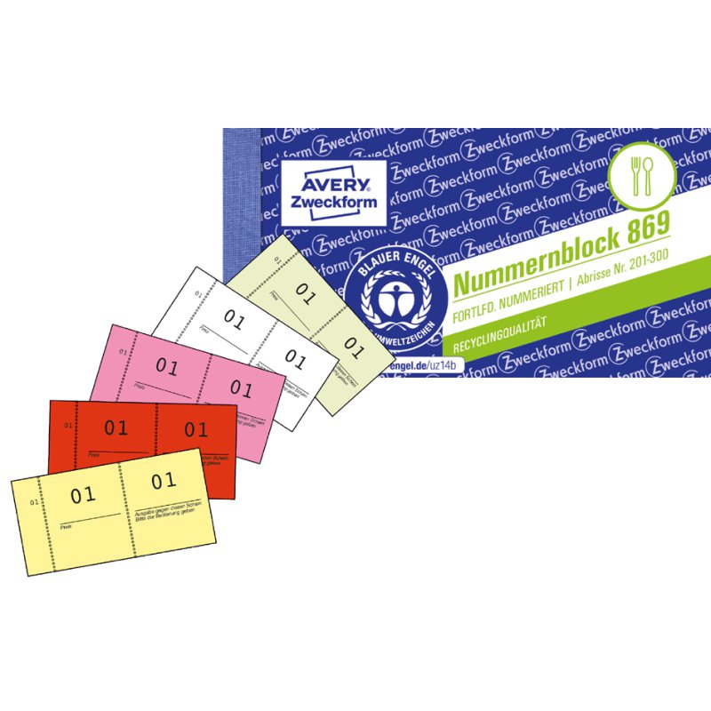 AVERY Zweckform carnet de numérotation 1-1000, 105×53 mm, vert, 10 blocs de 100 feuilles