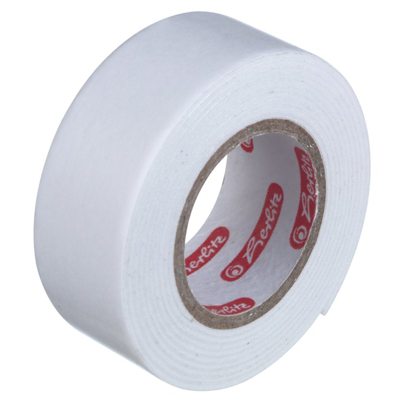 herlitz double-sided adhesive craft tape, white, plastic, 19 mm x 1 m