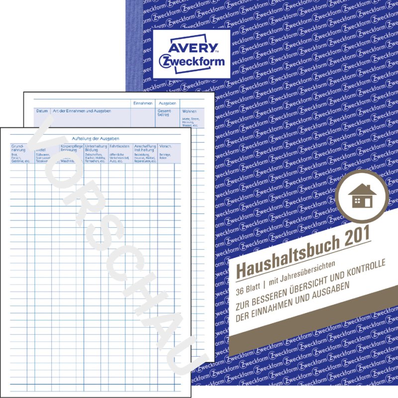 AVERY Zweckform household book form book, white, A5, 36 sheets