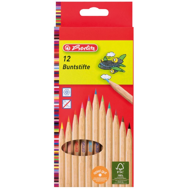 herlitz colouring pencils, 12 pieces, hexagonal shape