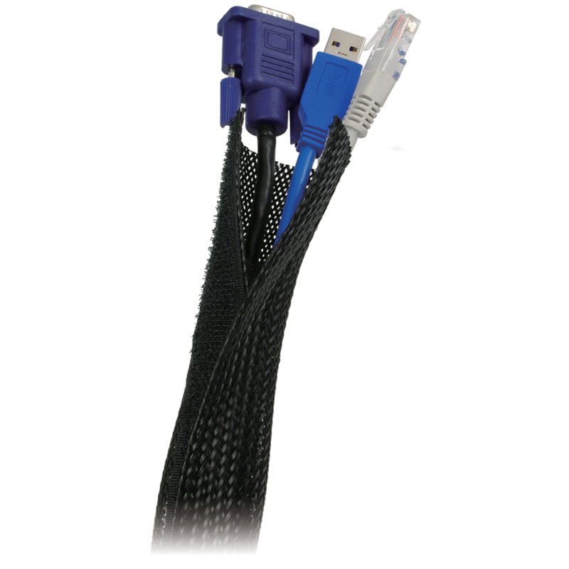 LogiLink goulotte de câbles en tissu, gris, 1,80 m, bande auto-agrippante