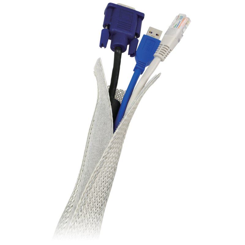 LogiLink goulotte de câbles en tissu, gris, 1,80 m, bande auto-agrippante