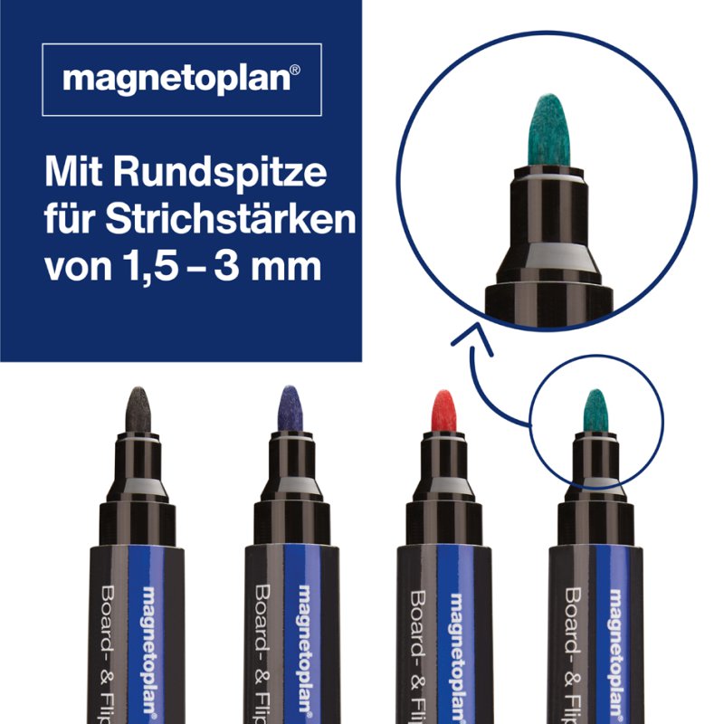 magnetoplan Marqueur tableau et paperboard PRO+, bleu clair, 1,5-3,0 mm, 4 pièces