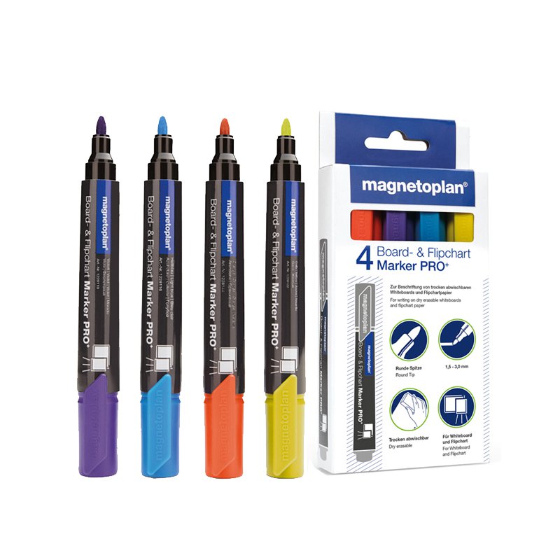 magnetoplan Marqueur tableau et paperboard PRO+, bleu clair, 1,5-3,0 mm, 4 pièces