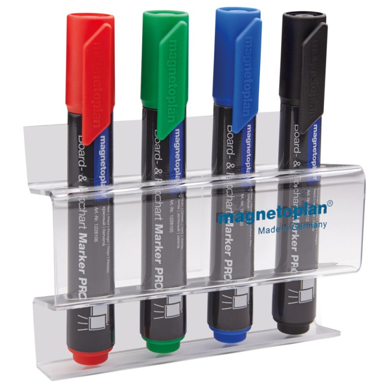 magnetoplan porte-marqueur acrylique, pour 4 marqueurs, magnétique, trous 20 mm