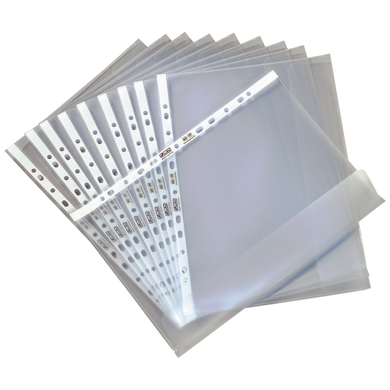 herlitz chemise produit avec couvercle à rabat A4, transparent granulé, feuille PP 0,12 mm, 10 pièces