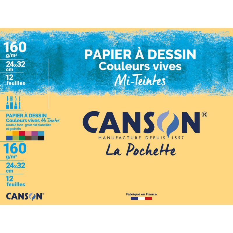 CANSON Mi-Teintes tekenpapier, zwart, 320 × 240 mm, 12 vel
