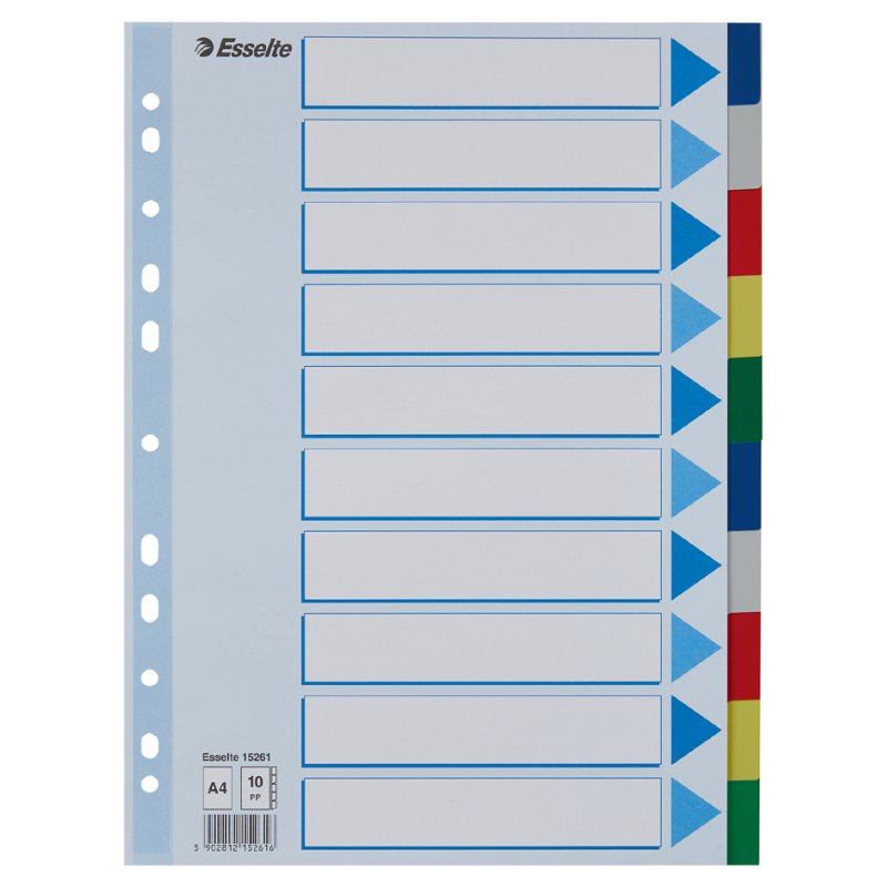 Esselte intercalaires en plastique, A4, multicolore, 5 parties