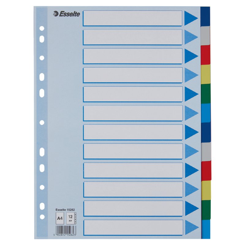 Esselte intercalaires en plastique, A4, multicolore, 5 parties