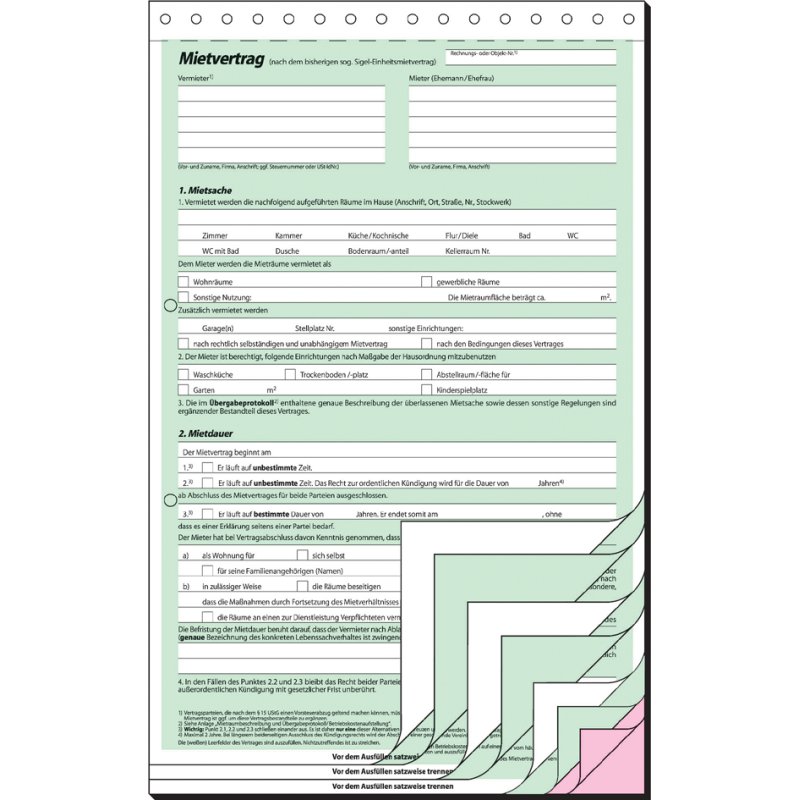 sigel rental contract form MV469, white, A4, 6-sided, 25 pieces