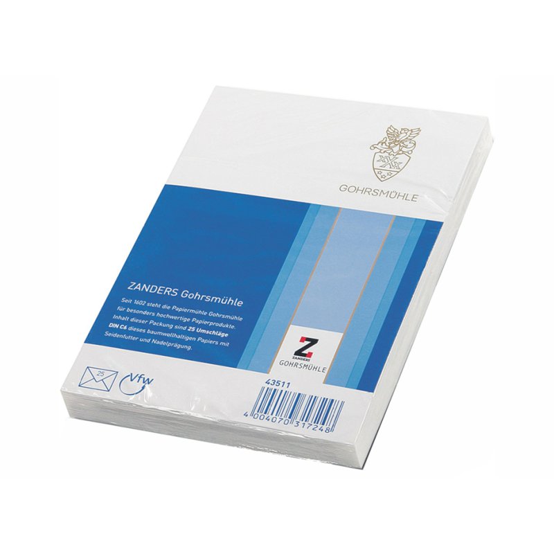 GOHRSMÜHLE enveloppes Bankpost DIN long, blanc brillant, 110×220 mm, 25 pièces