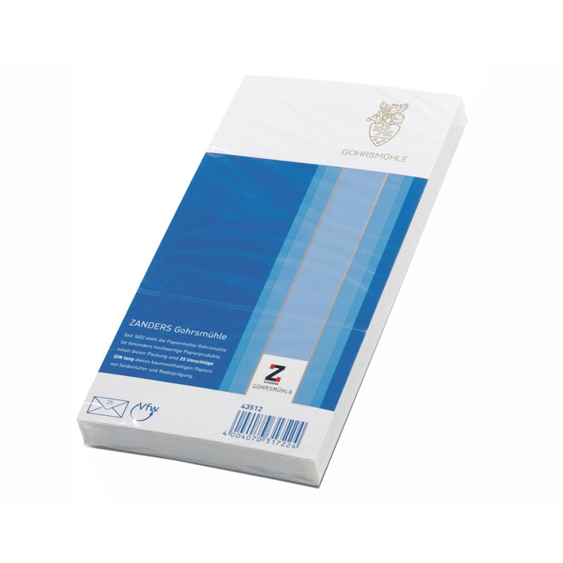 GOHRSMÜHLE enveloppes Bankpost DIN long, blanc brillant, 110×220 mm, 25 pièces