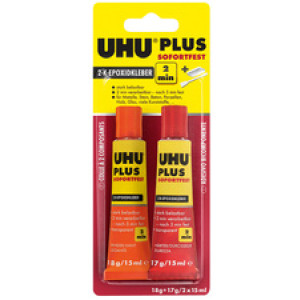 UHU 2-componenten lijm PLUS direct hard, transparant, 35 g tube