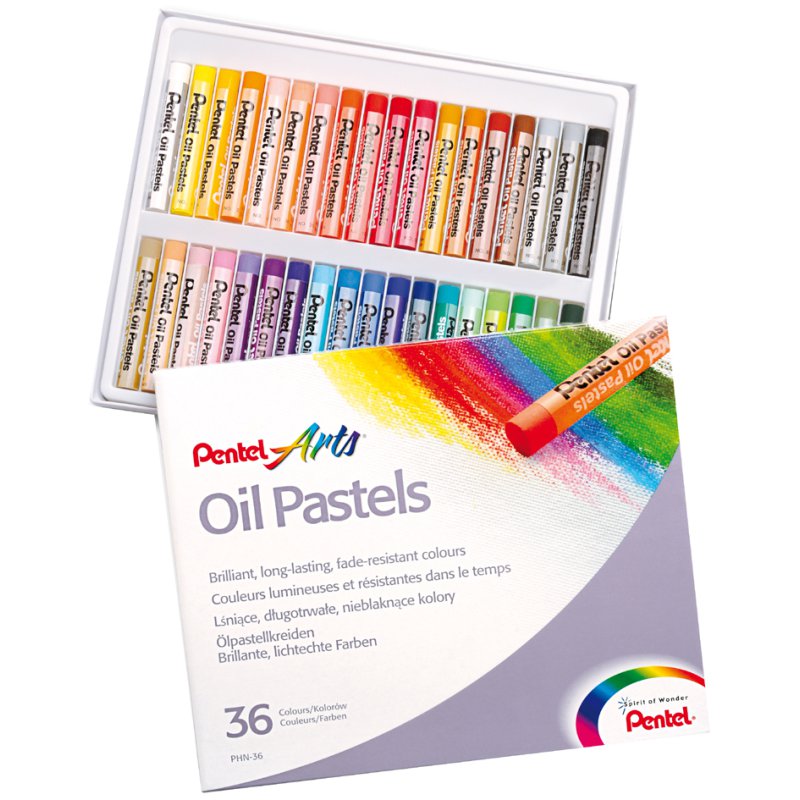 Pentel PentelArts craie pastel à l'huile, couleurs assorties, 36 pièces