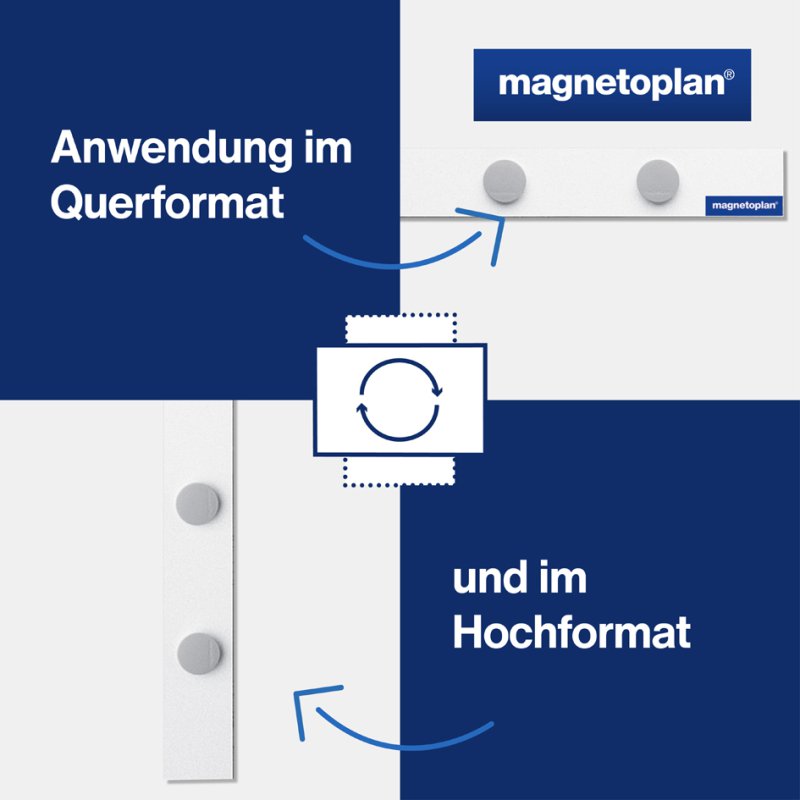 magnetoplan Bande murale magnétique avec 6 aimants, auto-adhésive, 1000×50 mm