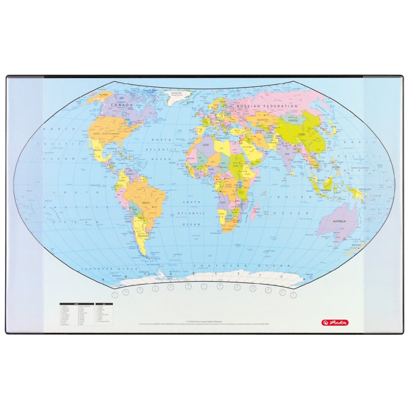 herlitz Sous-main carte politique du monde, 680×440 mm, noir