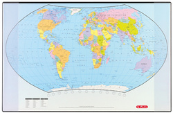 herlitz Bureauonderlegger politieke wereldkaart, 680×440 mm, zwart