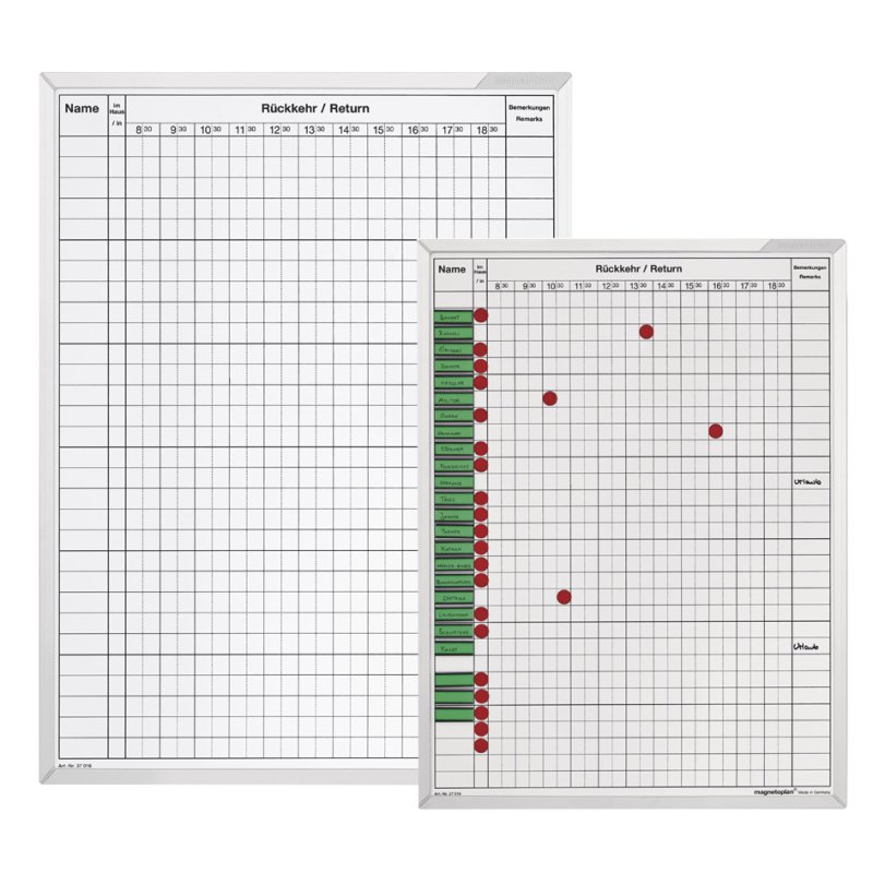 magnetoplan Planificateur présences/absences, 450×600 mm, 30 collaborateurs