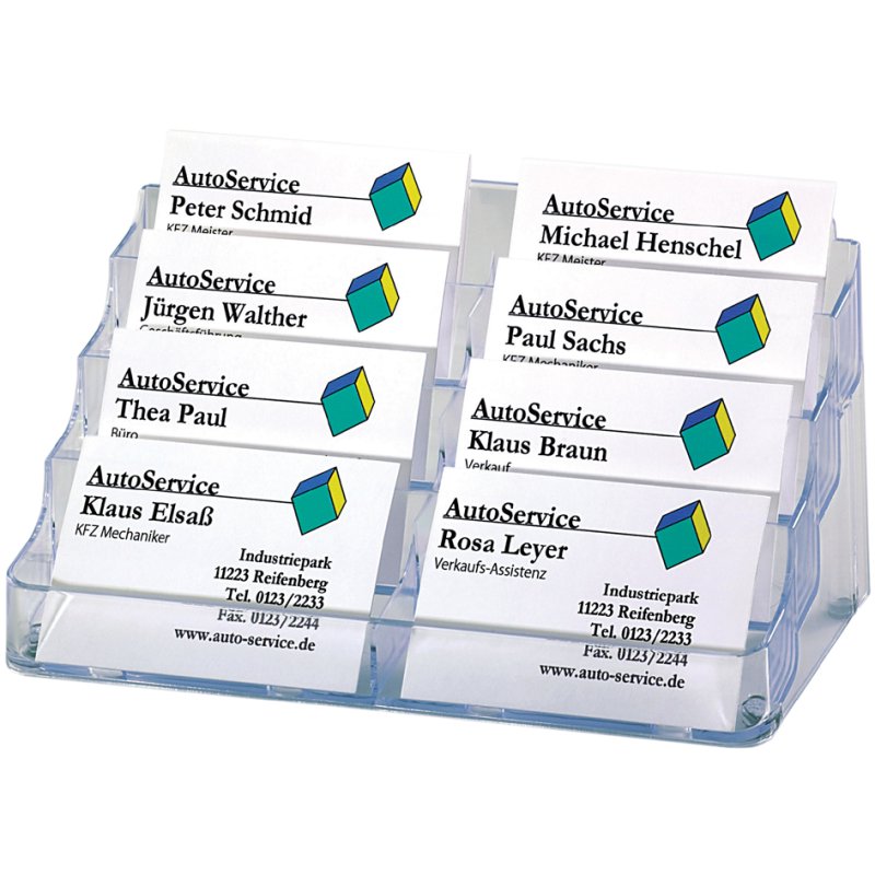 Sigel porte-cartes de visite avec 8 compartiments, plastique cristal transparent, 8 × 70 cartes