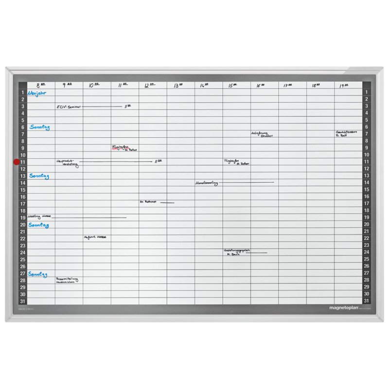 magnetoplan maandplanner, wit, magnethaftend, 920 × 625 mm, aluminium frame