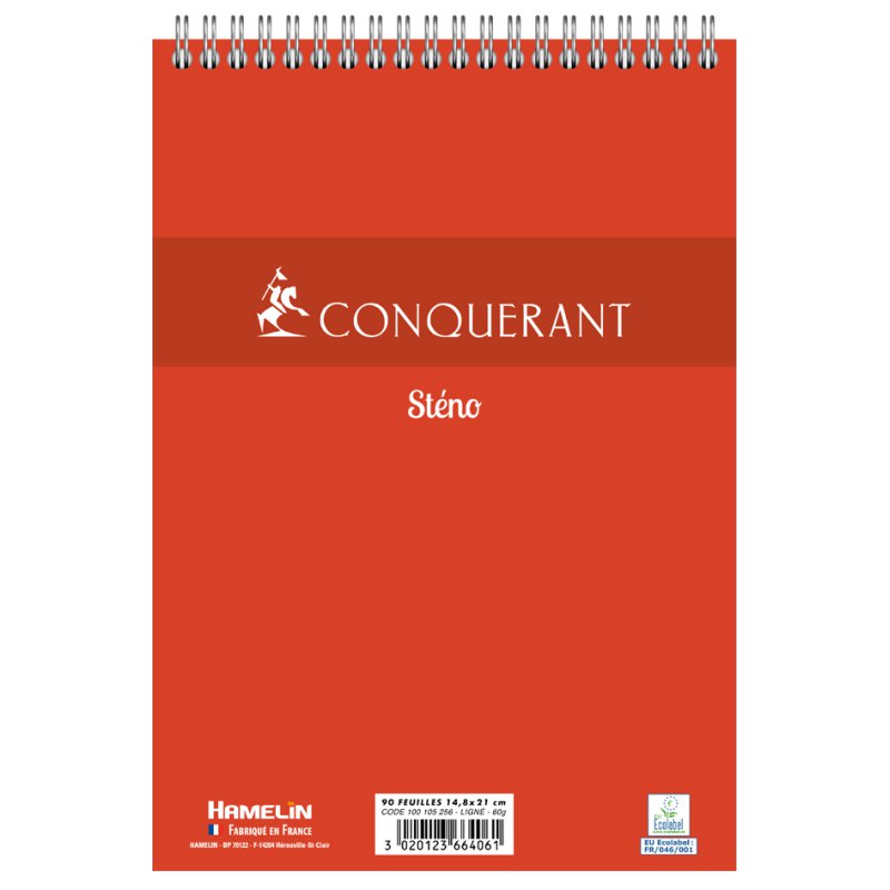 CONQUÉRANT SEPT bloc sténo blanc, 148×210 mm, 60 g/m², 90 feuilles