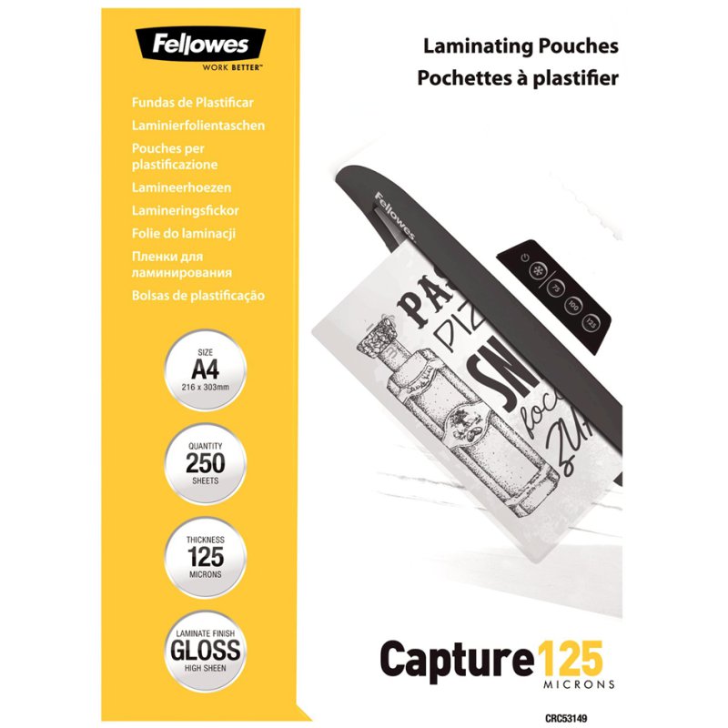 Fellowes pochettes de plastification A4, 160 mic, brillant, 250 pièces