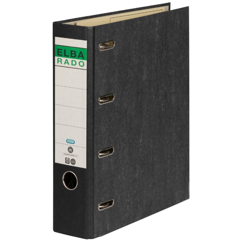 ELBA classeur double rado wolkenmarmor, largeur de dos 75 mm, noir