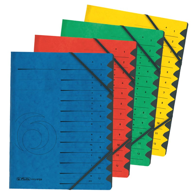 herlitz guide classeur EasyOrga A4, vert, 12 compartiments, carton