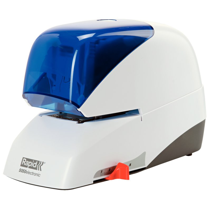 Rapid Supreme 5050e elektrische nietmachine, wit/blauw, 50 vel