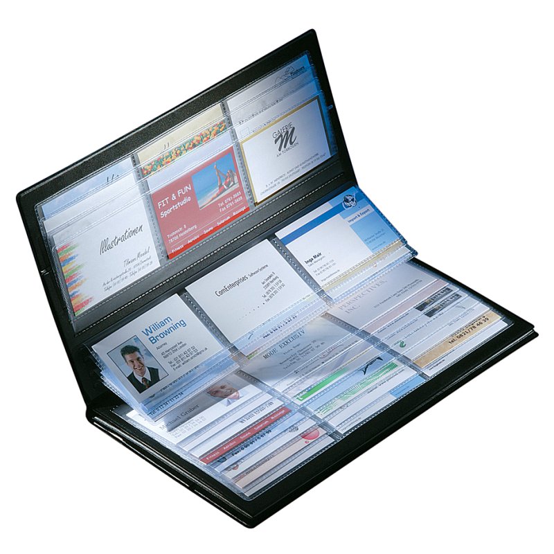 Sigel business card album, matt black, 288 cards, 90×58 mm