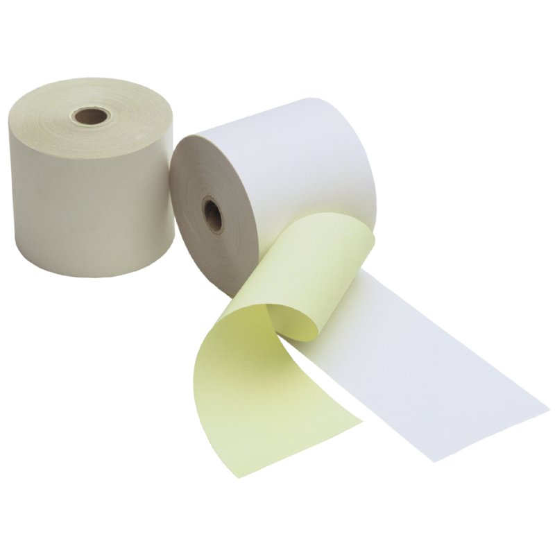 Kores bobines de caisse, 2 plis blanc/jaune, 76 mm × 25 m, 5 pièces