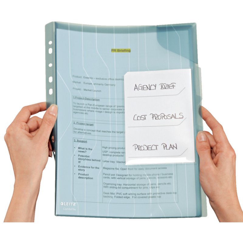 LEITZ classeur d'organisation CombiFile A4, PP, 3 compartiments avec onglets