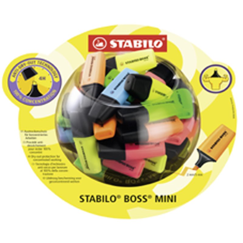 STABILO BOSS MINI highlighter, 50 pieces in plastic sweet jar