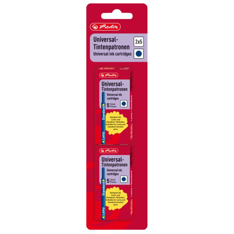 herlitz ink cartridges, refillable, dark blue, erasable, 10 pieces