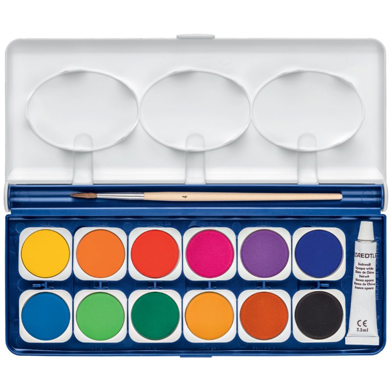 STAEDTLER boîte aquarelle Noris, 12 couleurs, pinceau inclus