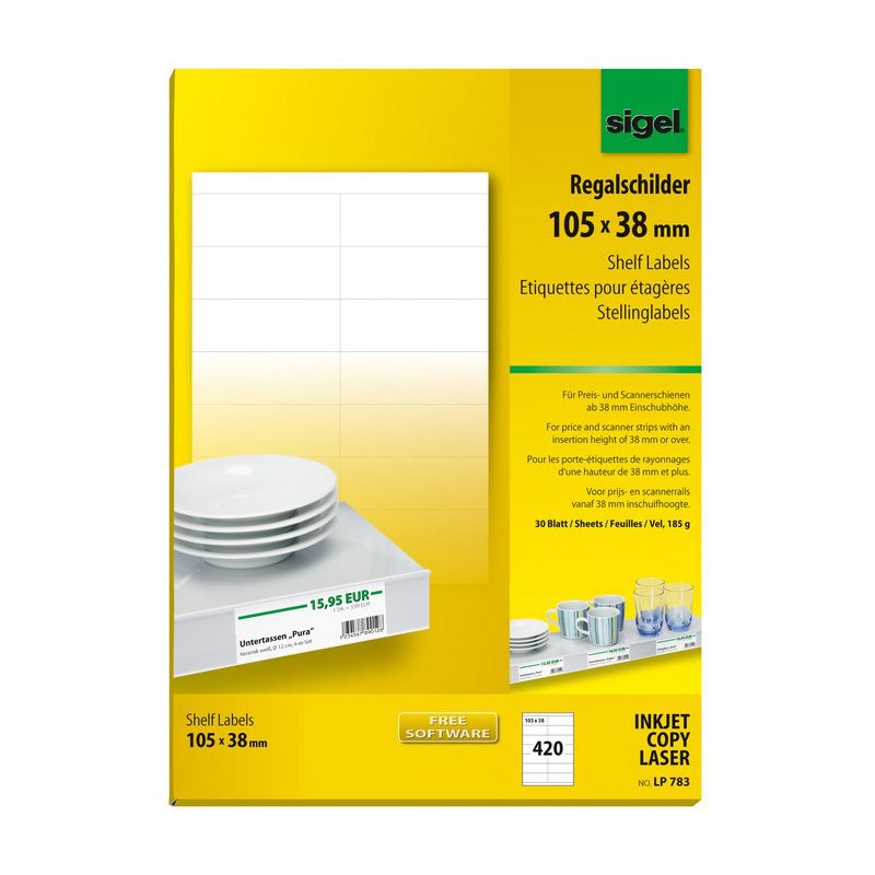 Sigel plankkaarten, wit, 420 stuks