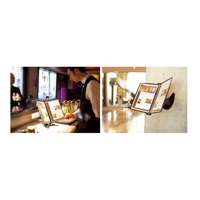 djois by Tarifold 3D table stand, black, 360° rotatable, 10 A4 display panels