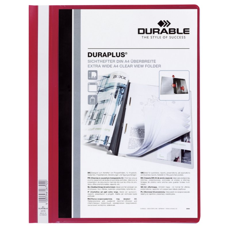 DURABLE snelhechter DURAPLUS A4, geel, extra breed