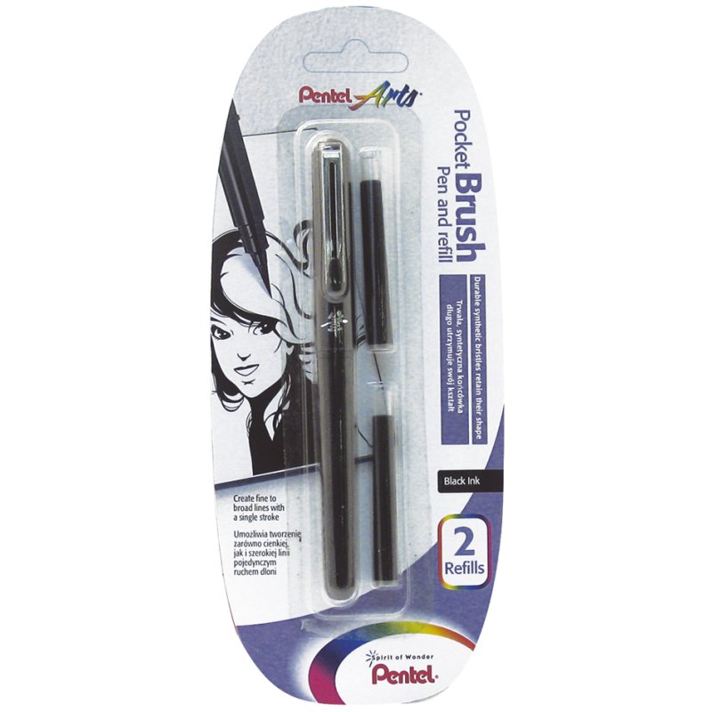 Pentel PentelArts Brush Pen penseelstift, zwart, inclusief 2 patronen