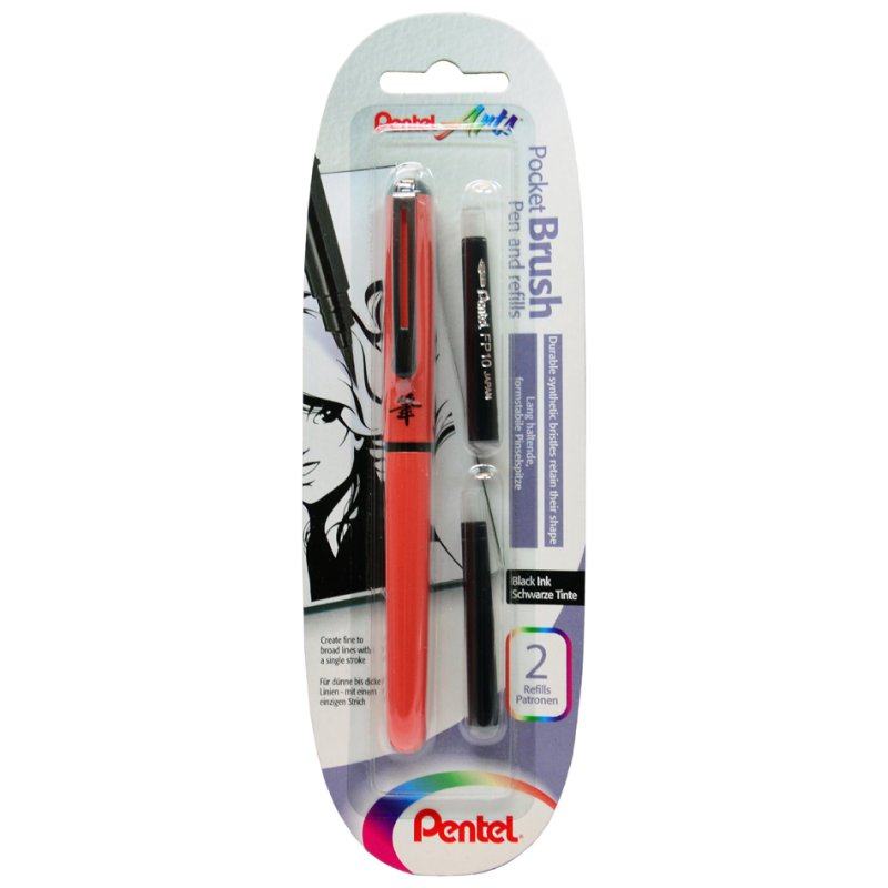 Pentel PentelArts Brush Pen penseelstift, zwart, inclusief 2 patronen