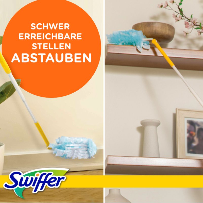 Swiffer stofmagneet XXL starterset, telescoopsteel tot 90 cm, 2 herbruikbare doeken