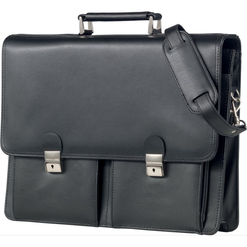 Alassio serviette Veneto, simili-cuir, noir, compartiment ordinateur