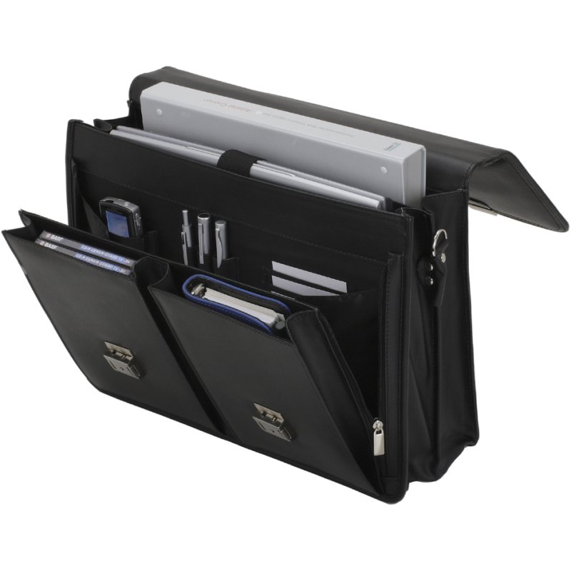 Alassio serviette Veneto, simili-cuir, noir, compartiment ordinateur