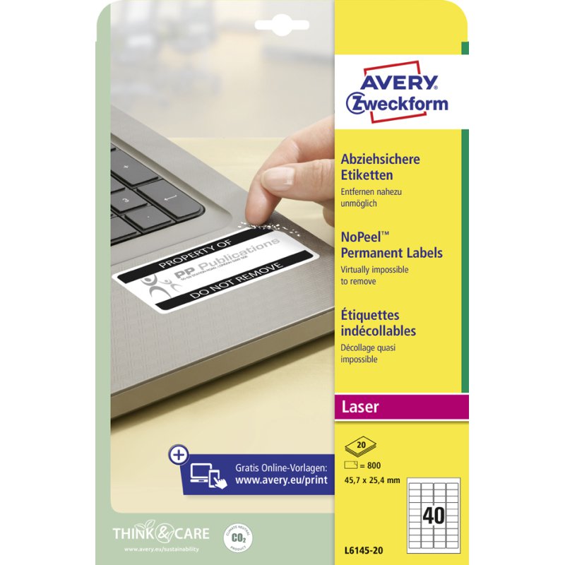 AVERY Zweckform sabotagebestendige etiketten, wit, 480 stuks