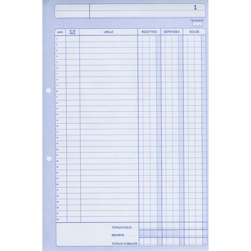 ELVE portefeuille manifeste Recettes/Dépenses, blanc, A4, duplicata, 50 feuilles